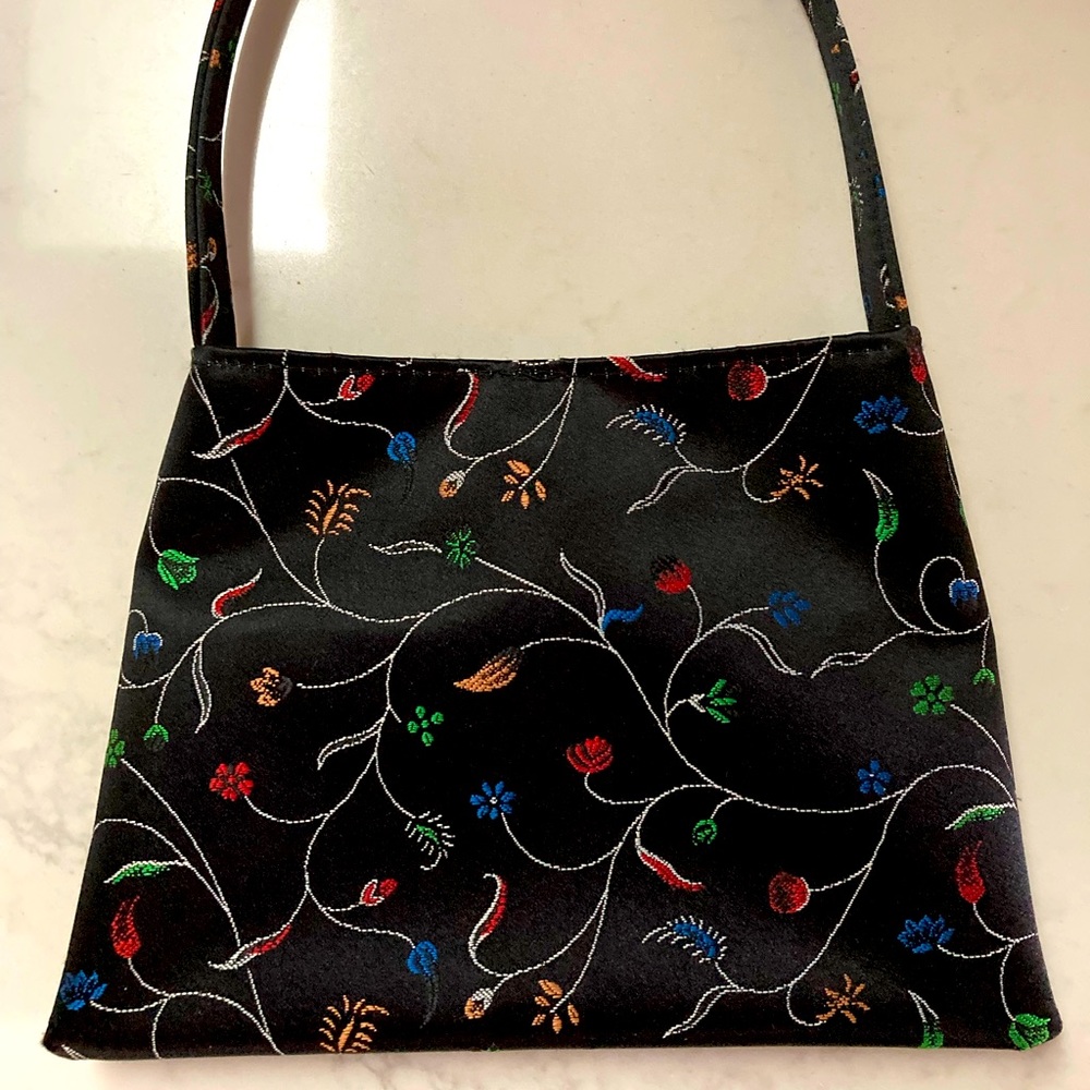 Prettiest faux silk Botanical print mini bag